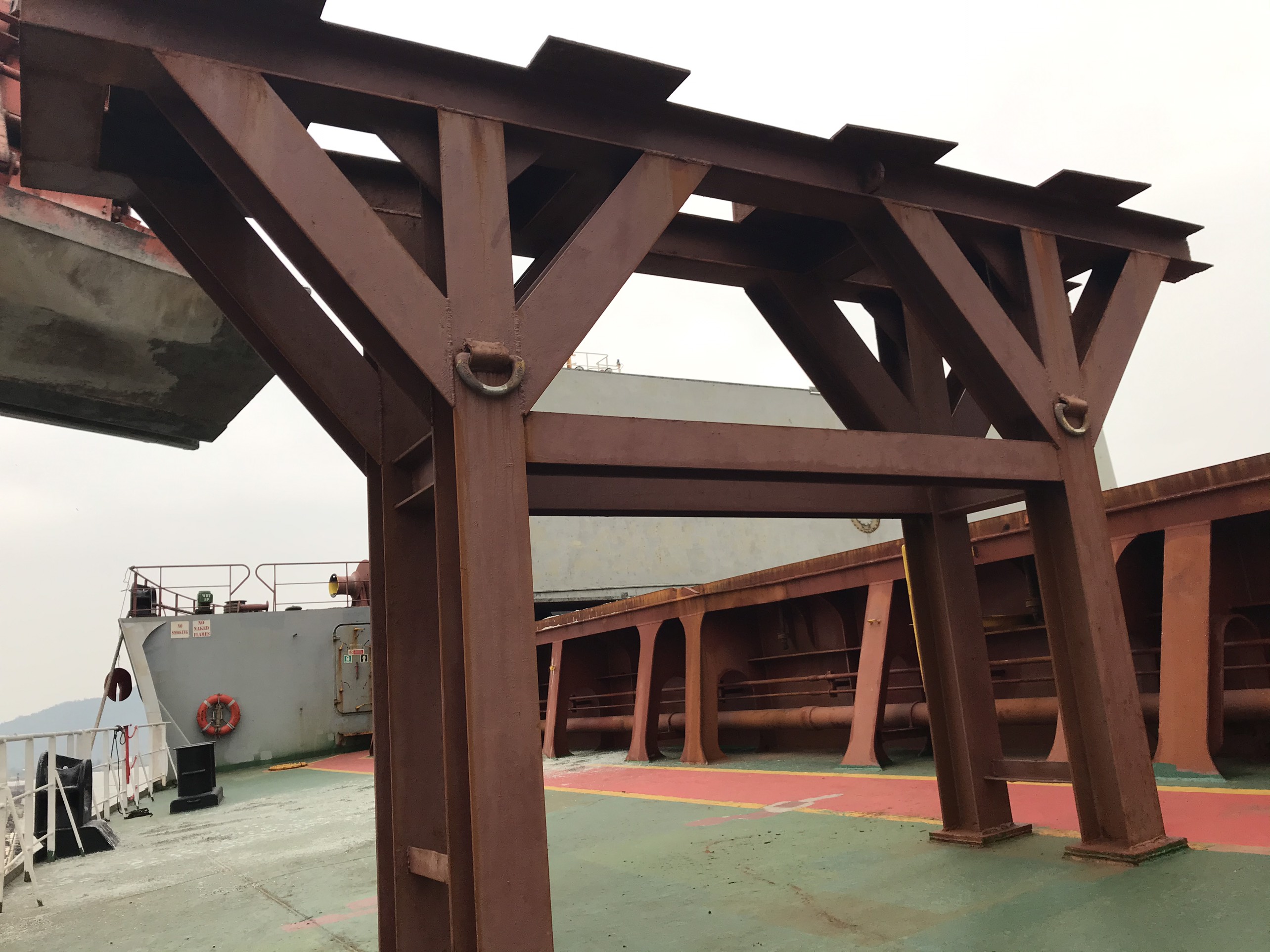 Removing Steel Extension Platforms on MV AGIA EIRINI FORCE's weather-deck